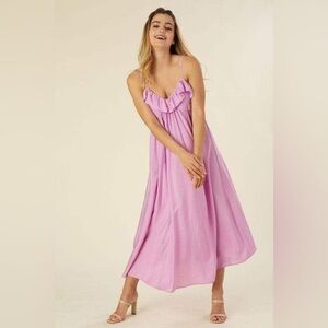 LILOU Maxi Dress with Ruffles, Lavender Large